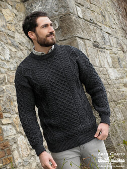 Aran Crafts (Uniseks) Wollen Kabeltrui Inis M&otilde;r Charcoal