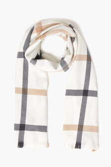 Foxford Fine Merino Extra Grote Sjaal White Grey Camel 