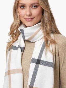 Foxford Fine Merino Extra Grote Sjaal White Grey Camel 