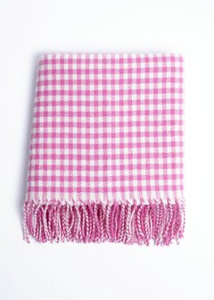 Foxford Lamswollen Babydeken Cerise Pink Gingham 