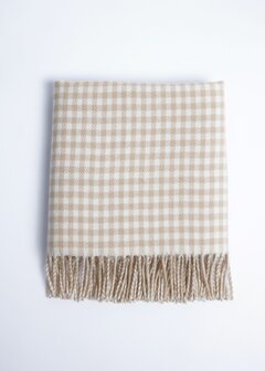 Foxford Lamswollen Babydeken Fawn Gingham 