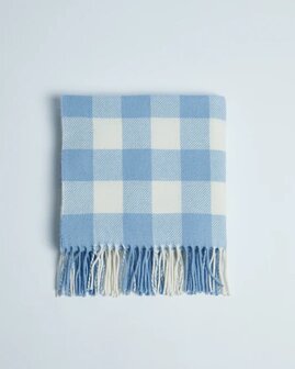 Foxford Lamswollen Babydeken Blue Check