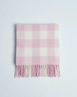 Foxford Lamswollen Babydeken Pink Check