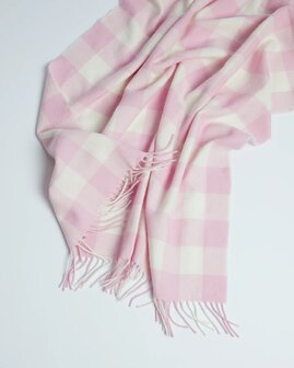 Foxford Lamswollen Babydeken Pink Check