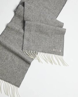 Foxford Lamswollen Sjaal Grey Herringbone