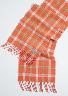 Foxford Lamswollen Sjaal Orange Check