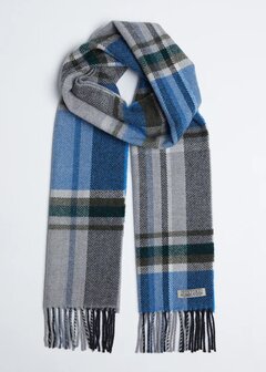 Foxford Lamswollen Sjaal Blue &amp; Grey Tartan