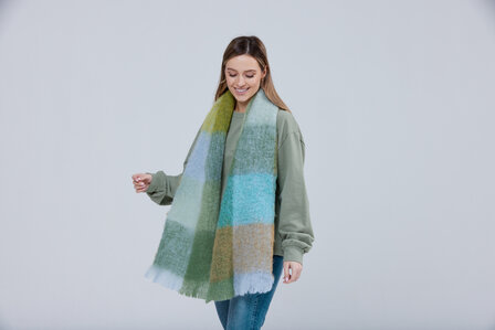 Foxford Mohair Grote Sjaal Blue Green