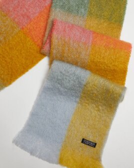 Foxford Mohair Grote Sjaal Gold Blue Pink