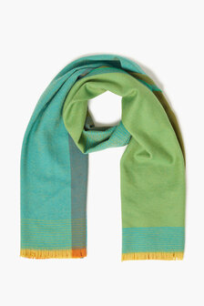 Foxford Fine Merino Extra Grote Sjaal Green Blue Block