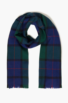 Foxford Fine Merino Extra Grote Sjaal Navy Green Tartan