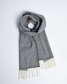 Foxford Cashmere Lamswollen Sjaal Grey White