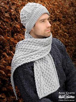 Aran Crafts Wollen (unisex) Muts Soft Grey