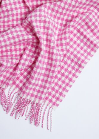 Foxford Lamswollen Babydeken Cerise Pink Gingham 