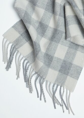 Foxford Lamswollen Babydeken Peral Grey Check