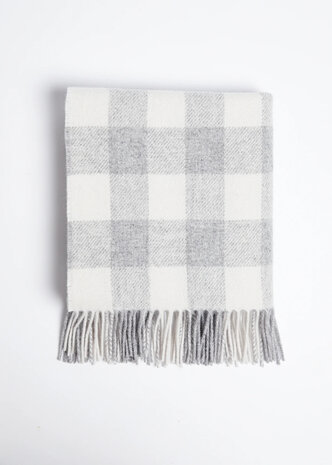 Foxford Lamswollen Babydeken Peral Grey Check