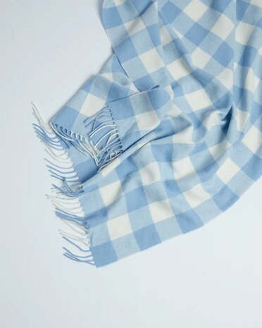 Foxford Lamswollen Babydeken Blue Check