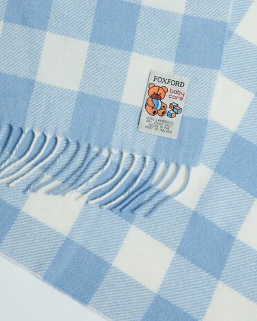 Foxford Lamswollen Babydeken Blue Check