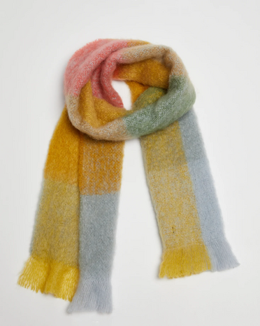 Foxford Mohair Grote Sjaal Gold Blue Pink