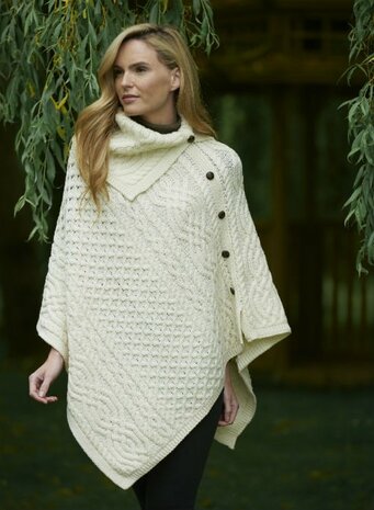 Aran Crafts Wollen Poncho Tipperary Natural